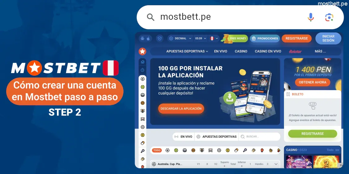 Buscar y acceder Mostbet